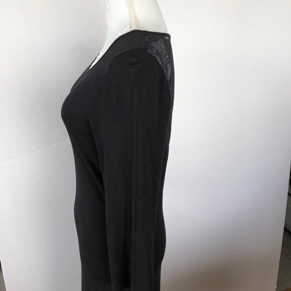 ARITZIA's BABATON Lace Back BodyCon Midi Black, Modal Jersey Long Sleeve US L - Picture 7 of 16